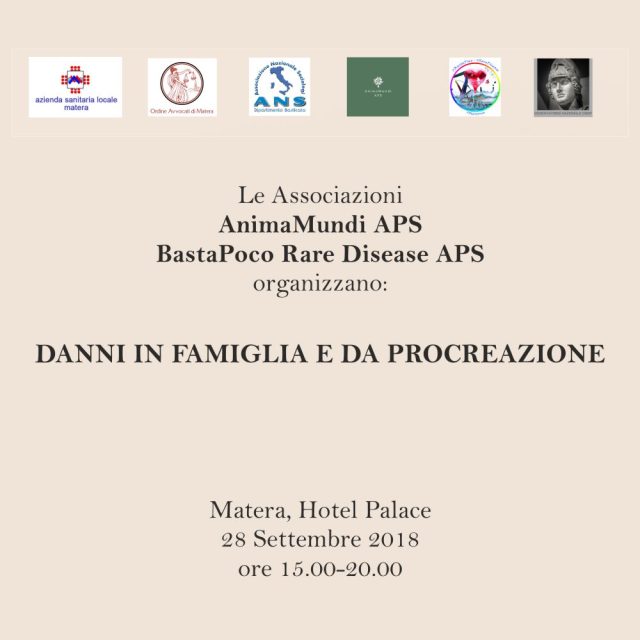 Convegno “DANNI IN FAMIGLIA E DA PROCREAZIONE” 28 Settembre 2018 – Hotel Palace